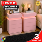 Gaveteiro Inteligente Led Multifuncional c/ Carregador + BRINDE: Tapete Peluciado de 122x183cm - COMPRE 1 LEVE 2
