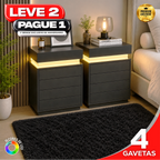 Gaveteiro Inteligente Led Multifuncional c/ Carregador + BRINDE: Tapete Peluciado de 122x183cm - COMPRE 1 LEVE 2